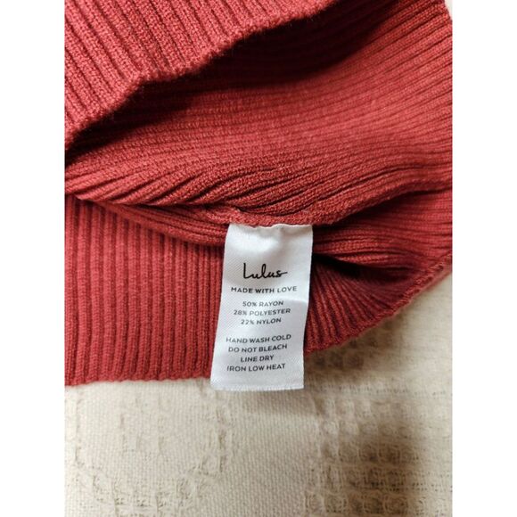 Lulus Rust Red Rib Knit Sweetheart Sweater Small Coquette Y2K Style - Picture 5 of 6
